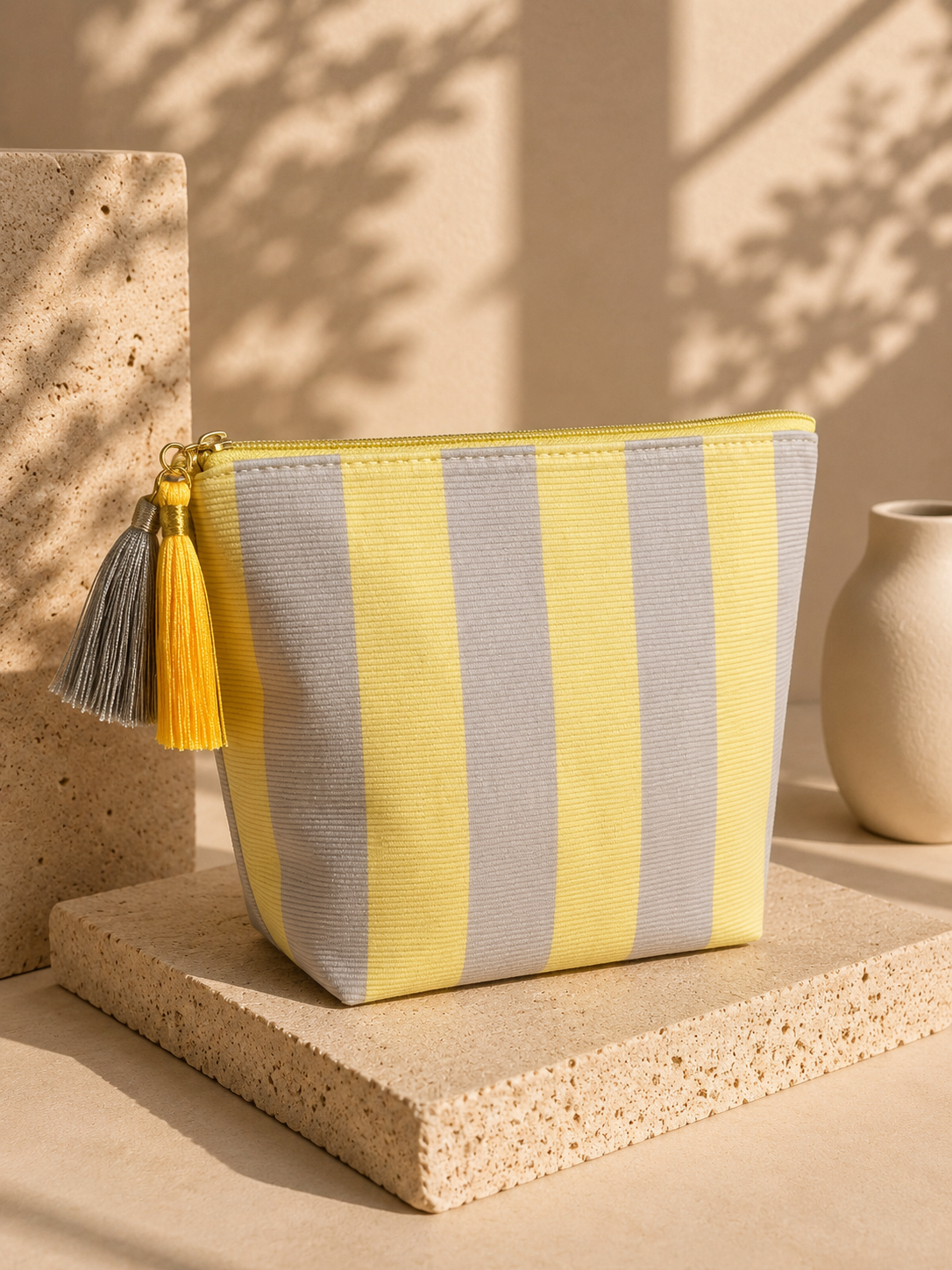 Trousse en velours côtelé Jaune – Ambre