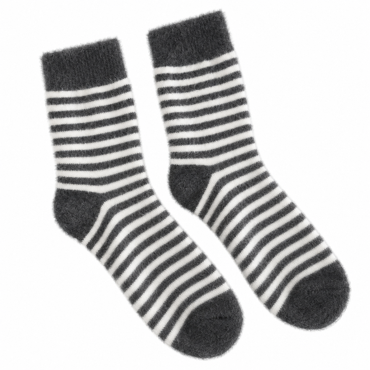 Chaussettes polaires rayées – gris foncé