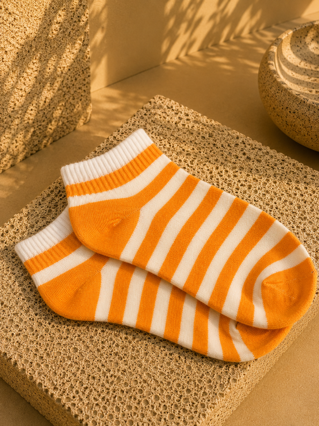 Socquettes Tessa – Rayures orange
