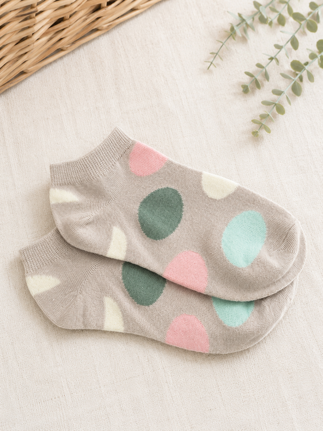 Socquettes Mya – Pois beige