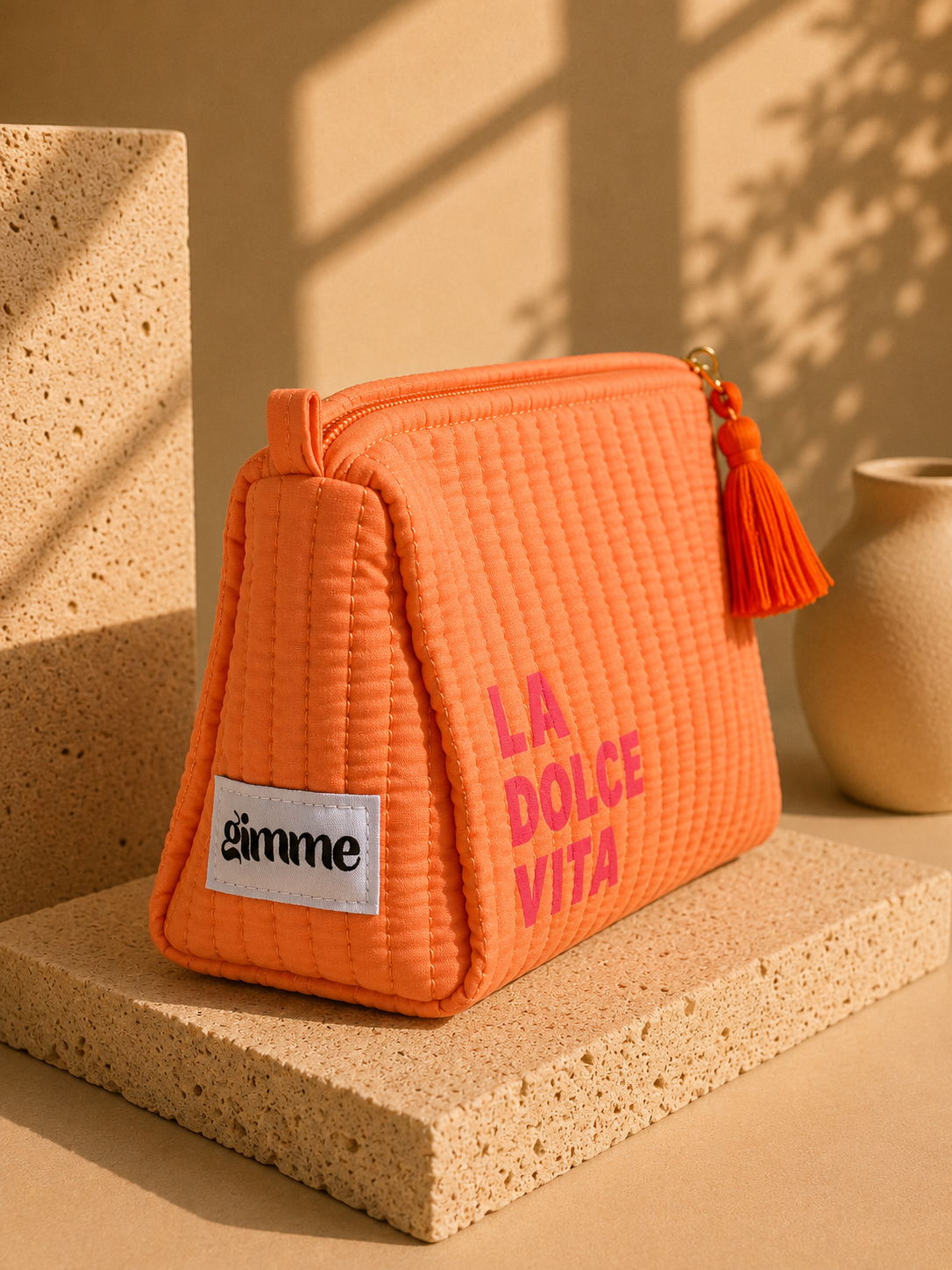 Trousse matelassée Solène – Corail