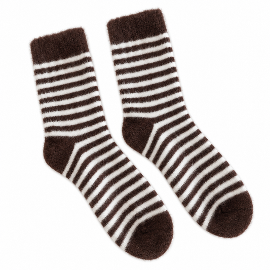 Chaussettes polaires rayées – Marron