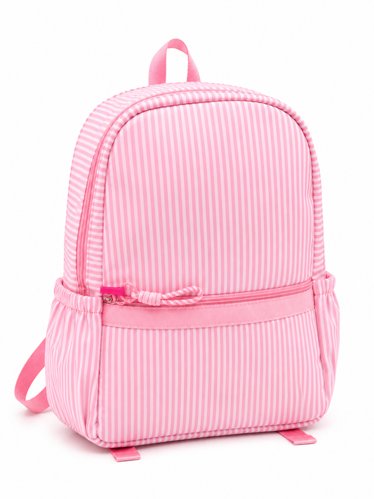 Sac à dos rayé rose pastel