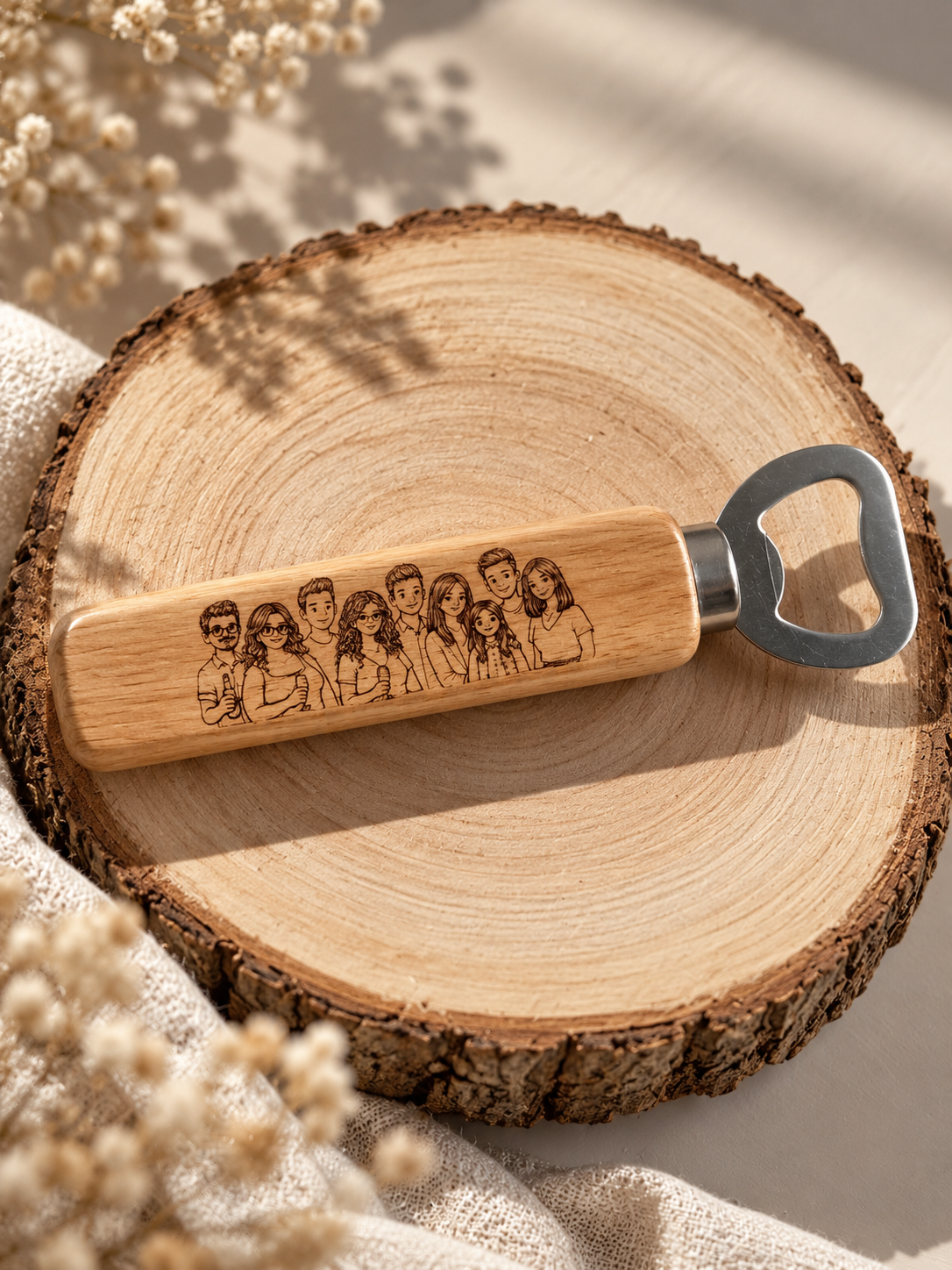 Décapsuleur en bois personnalisable – 14 × 4 cm
