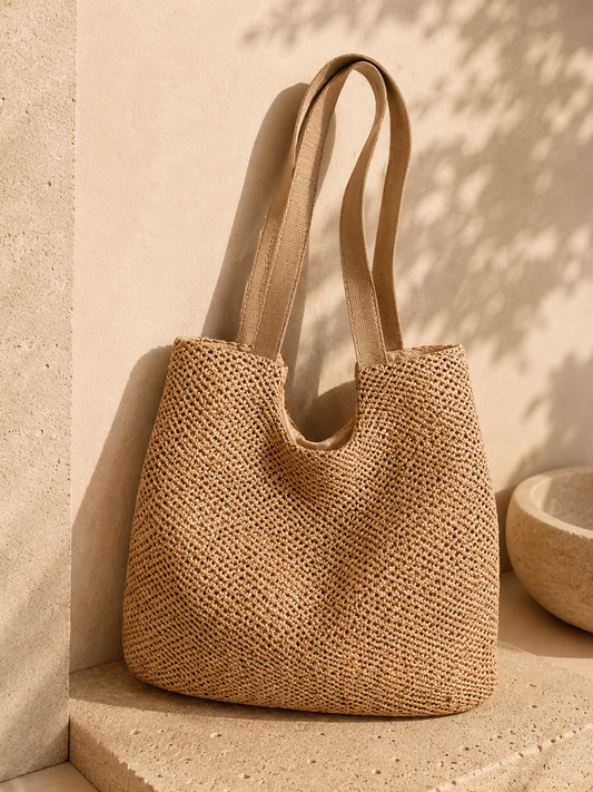 Sac cabas tressé Léna – Beige