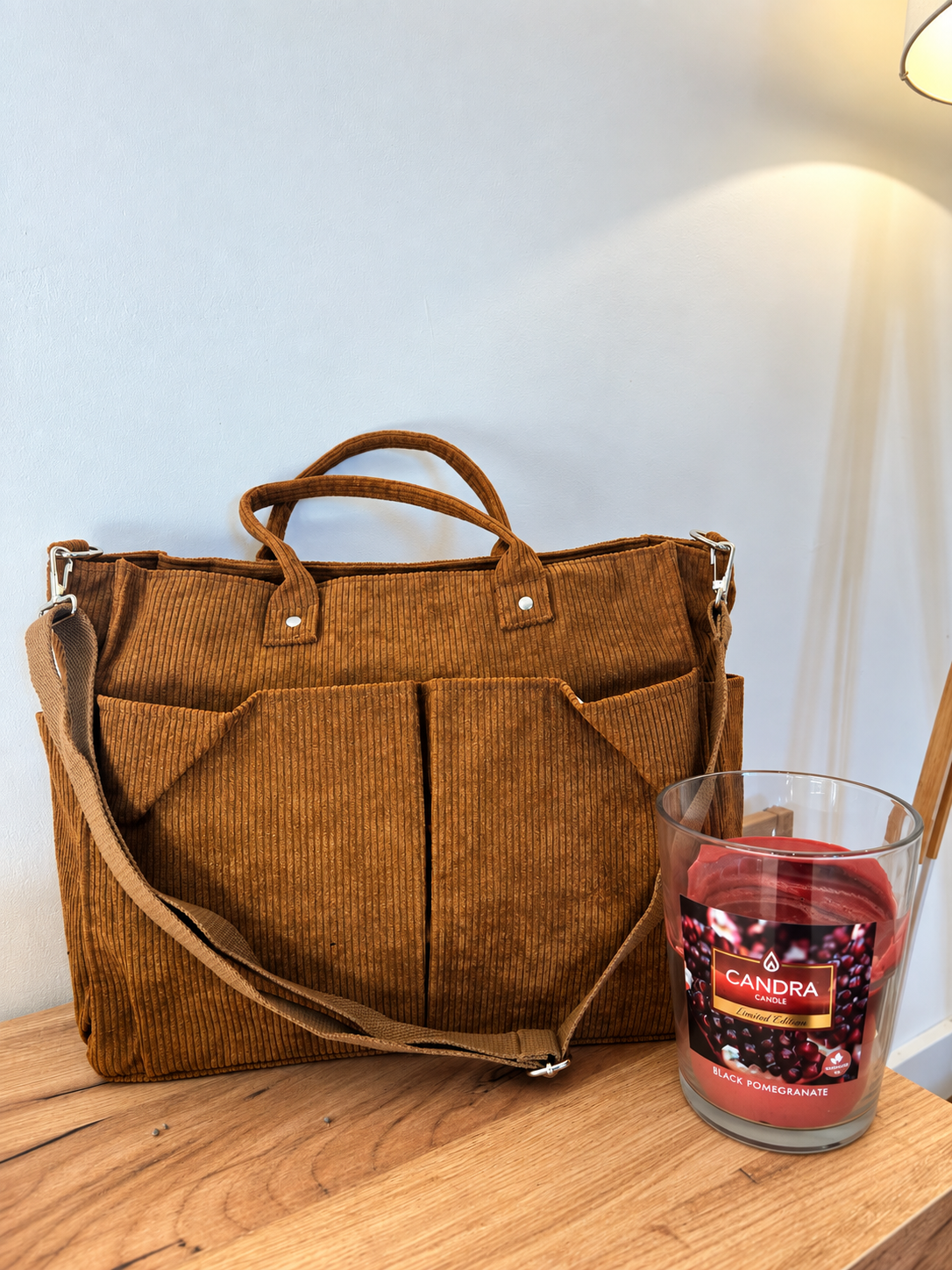 Sac cabas en velours côtelé – Marron 🤎