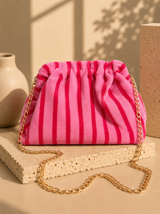 Sac demi-lune Nina – Rose rayé