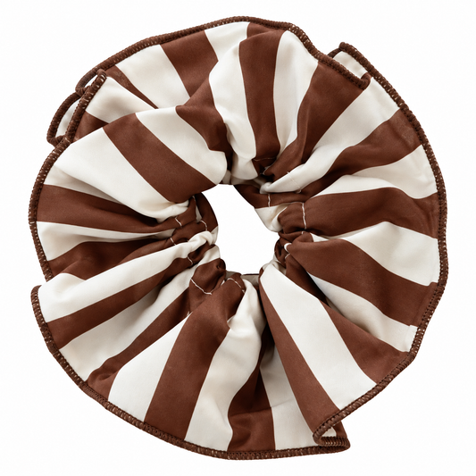 Chouchou oversize rayé – Chocolat