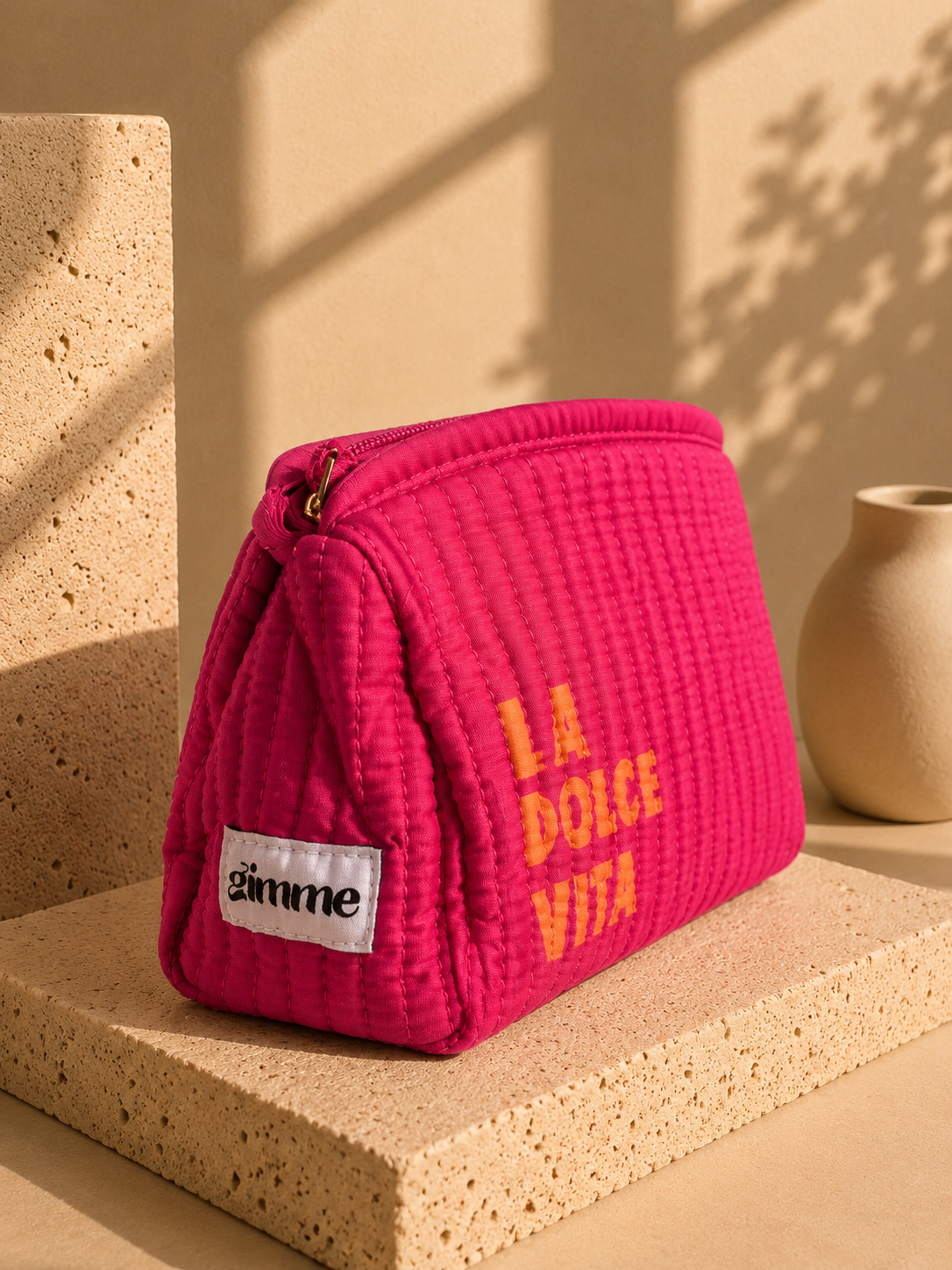 Trousse matelassée Giulia – Fuchsia