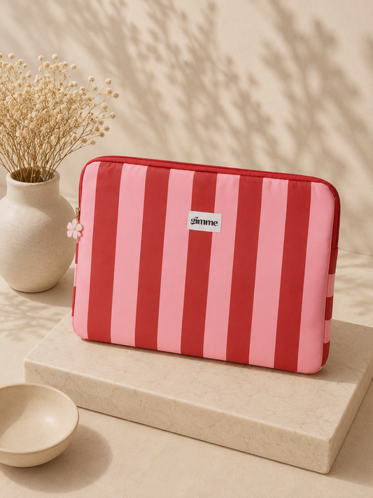 Housse d’ordinateur Rayures Rose & Rouge