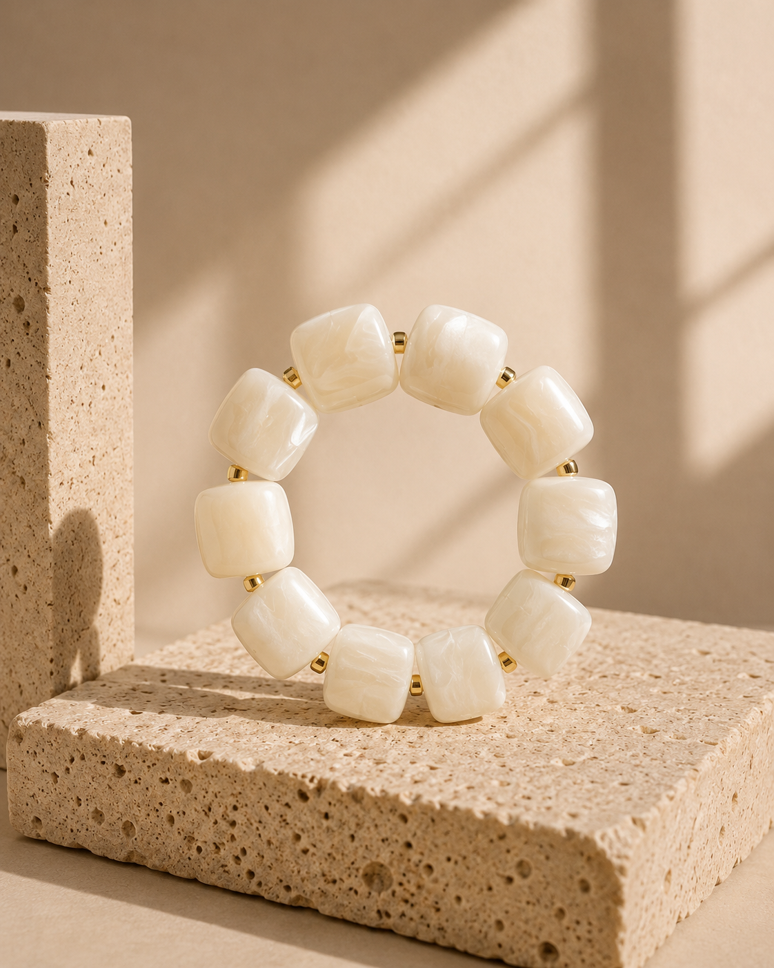 Bracelet en résine Élise – Écru