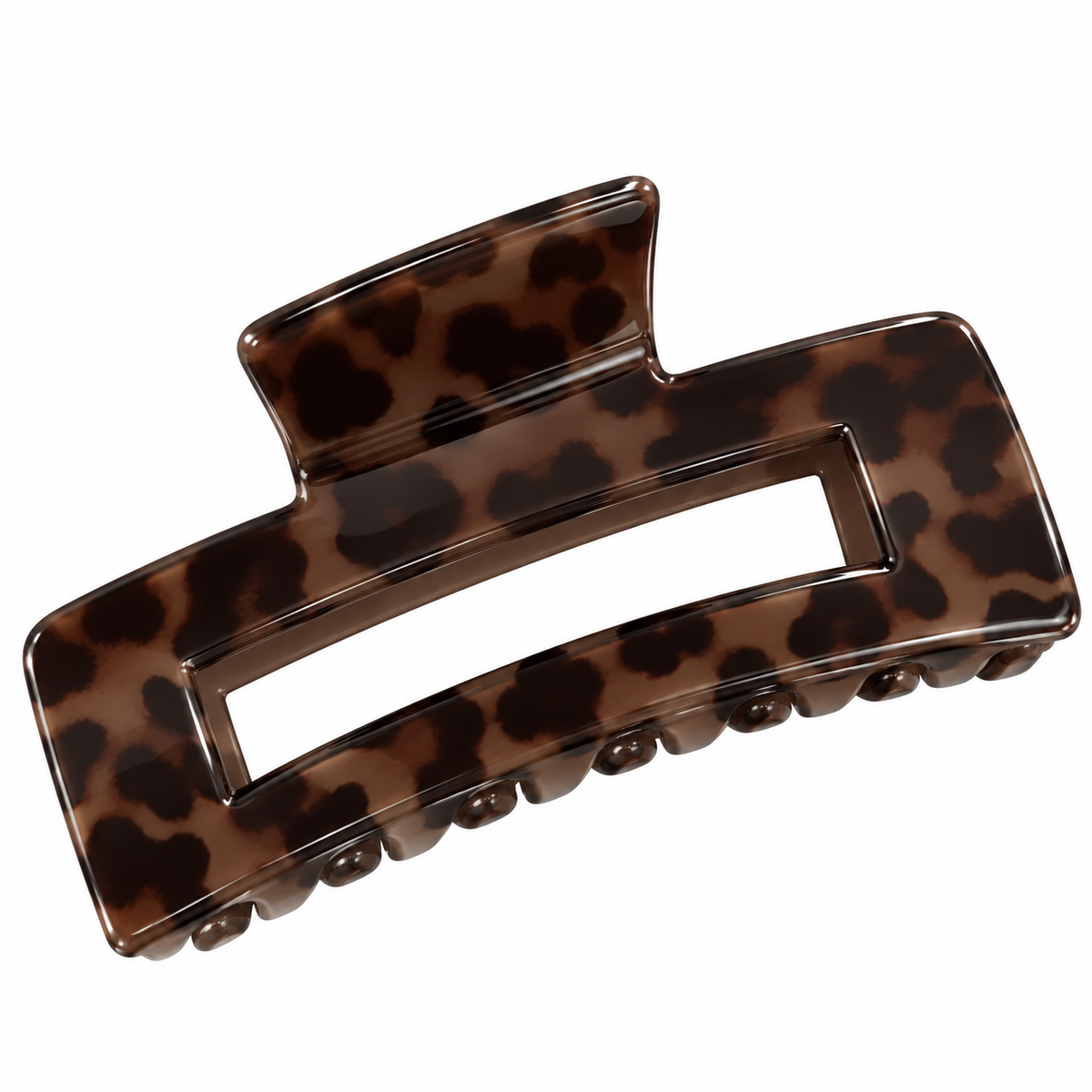 Grande pince à cheveux léopard – Marron foncé