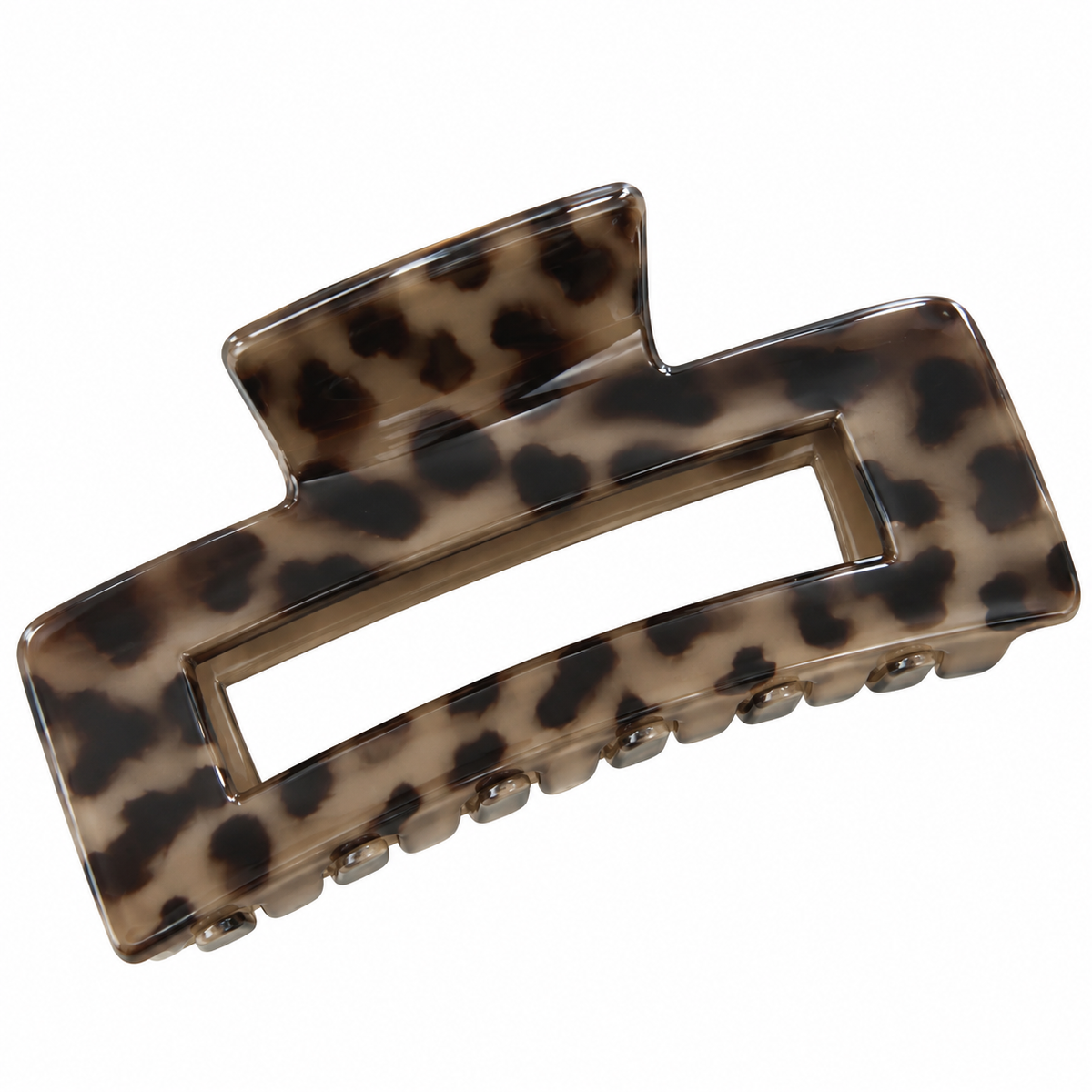 Grande pince à cheveux léopard – Beige