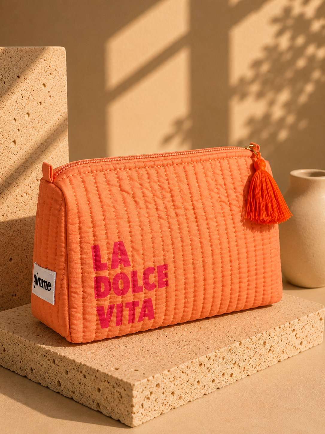 Trousse matelassée Solène – Corail