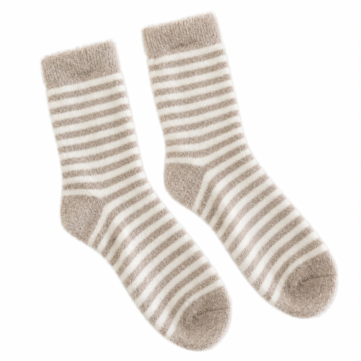 Chaussettes polaires rayées – Crème
