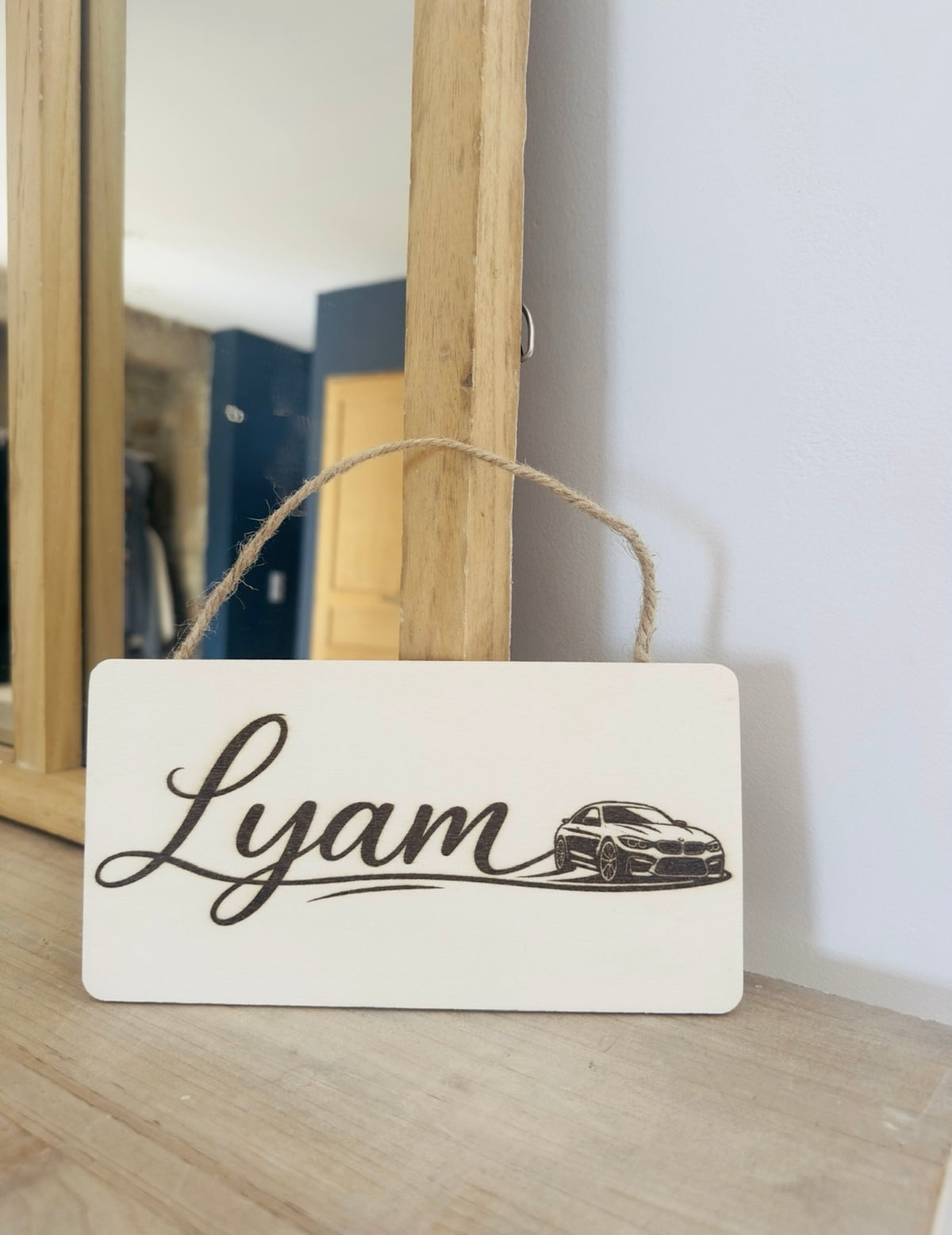 Panneau de porte personnalisée en bois – 21 × 11 cm