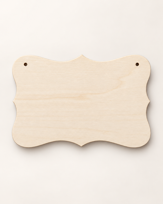 Plaque de porte personnalisable en bois – Modèle festonné 22,6 × 14,7 cm