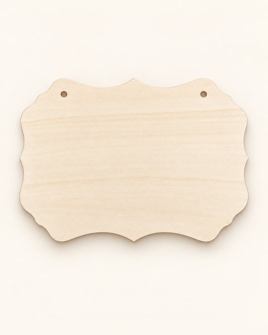 Plaque de porte personnalisable en bois – Modèle ondulé 22,6 × 14,7 cm