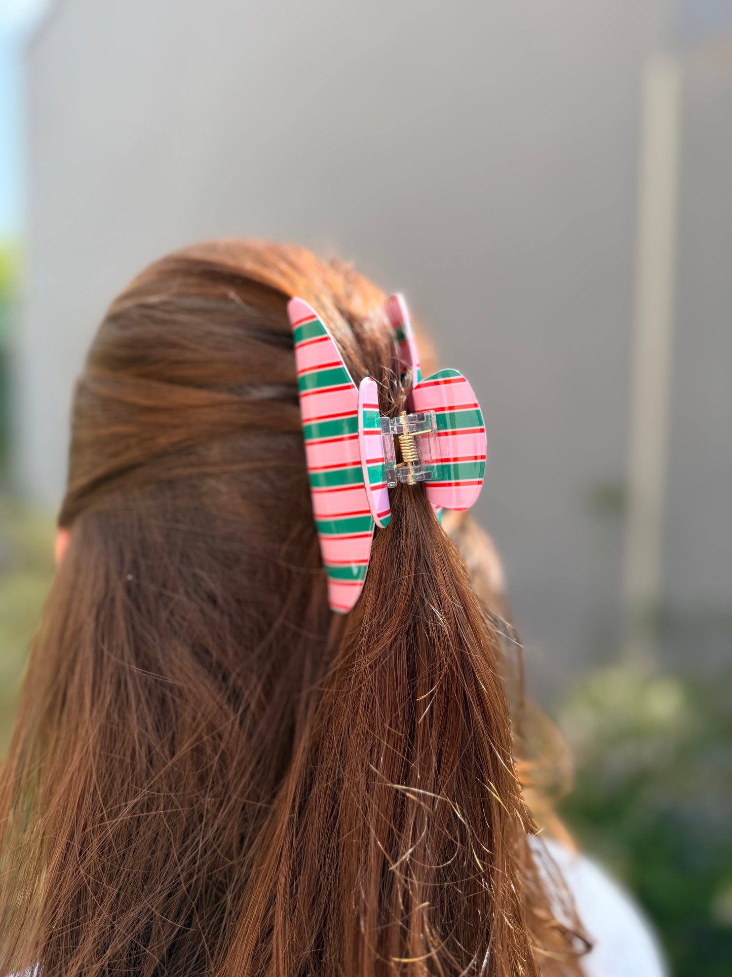 Pince à cheveux Rayures Rose, Vert & Rouge