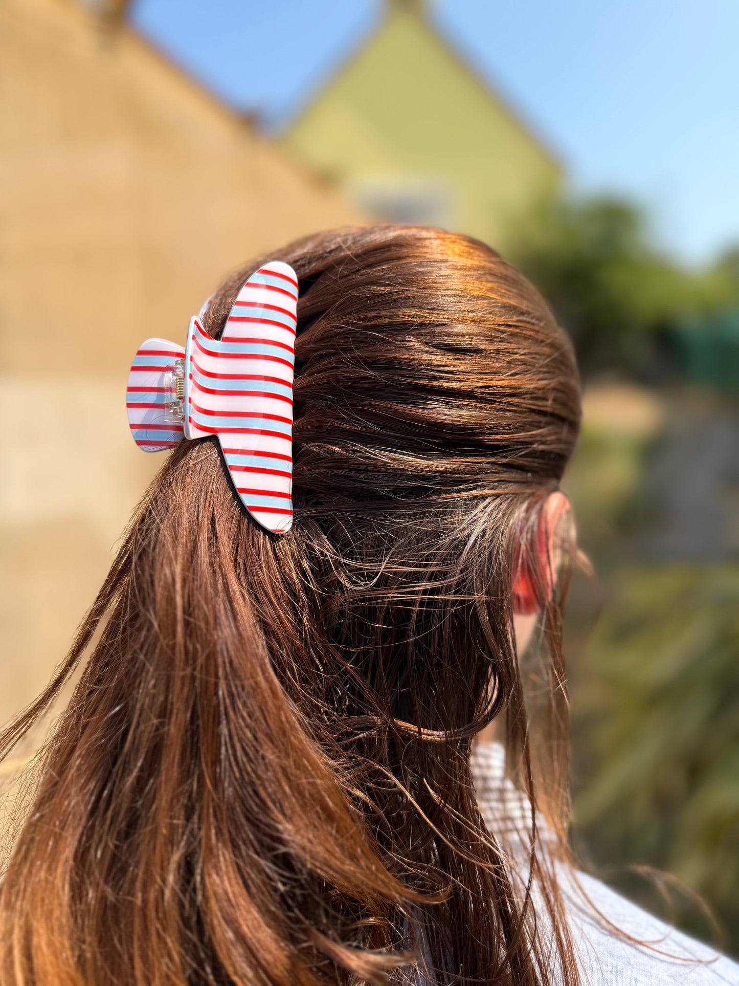 Pince à cheveux Rayures Rouge, Blanc & Bleu