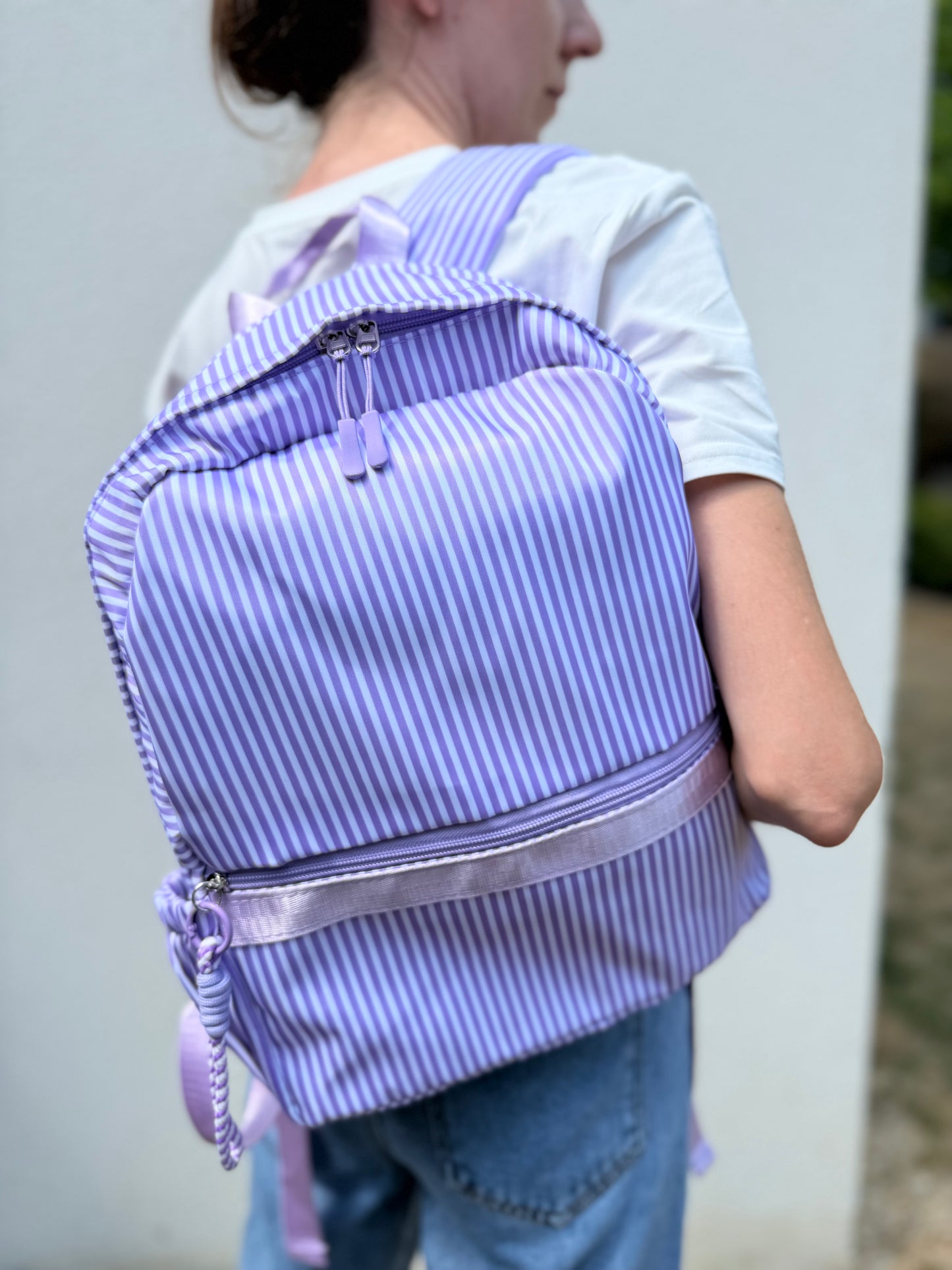 Sac à dos rayé lavande