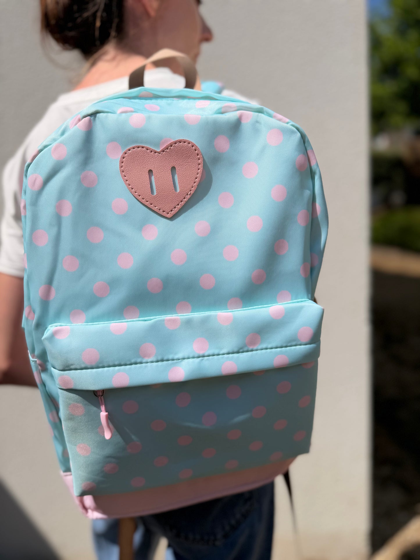 Sac à dos à pois bleu & rose